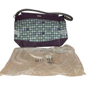 Miche Hope Prima Shell Gray Purple Dots Breast Cancer Faux Leather Bag w Straps